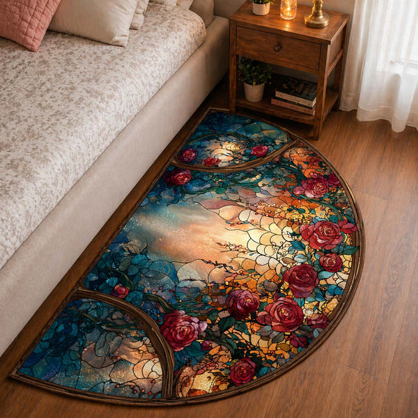 Anti Skid Non-Slip Door Bedside Mat - Artistic Rose Garden
