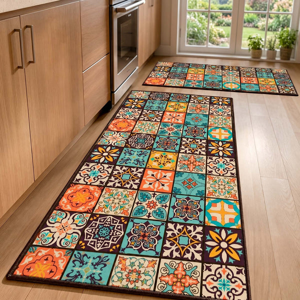 Anti Skid Non-Slip Door Mat - Moroccon Trail Rug for Kitchen Floor(Combo Set of 2)