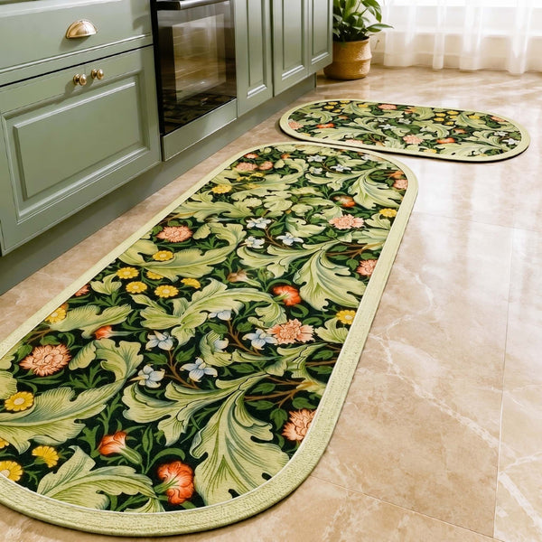 Anti Skid Non-Slip Door Mat - Tropical Garden Rug for Kitchen Floor(Combo Set of 2)
