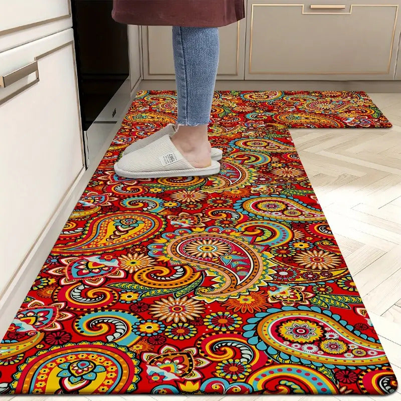 Anti Skid Non-Slip Door Mat - Vibrant Kalakari Rug for Kitchen Floor(Combo Set of 2)