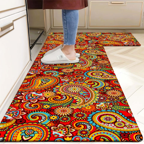 Anti Skid Non-Slip Door Mat - Vibrant Kalakari Rug for Kitchen Floor(Combo Set of 2)