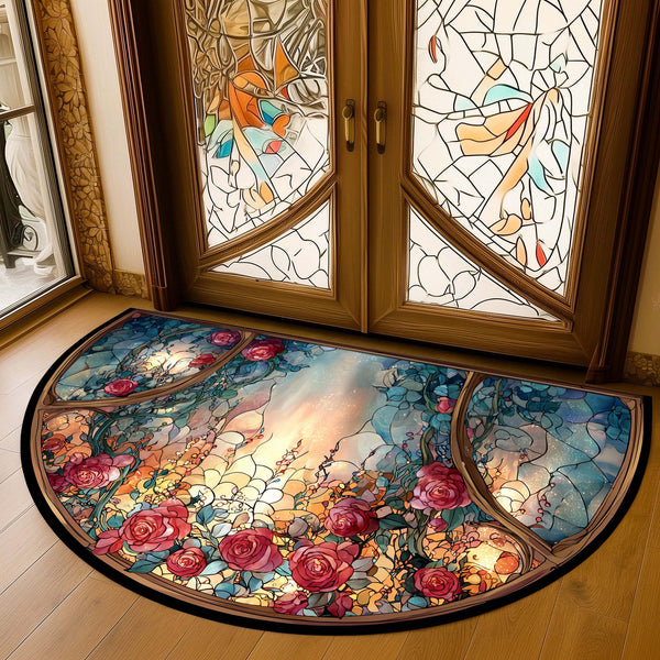 Anti Skid Non-Slip Door Bedside Mat - Artistic Rose Garden