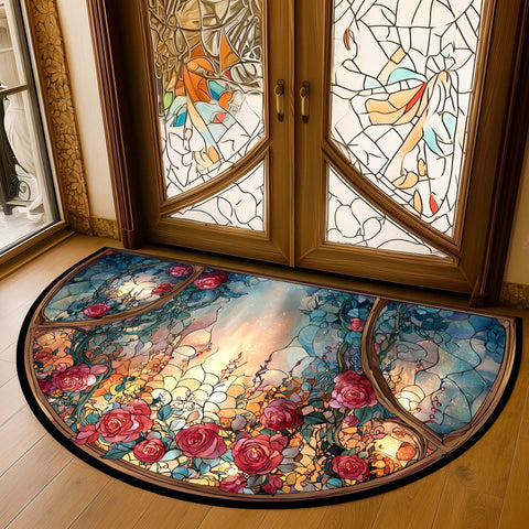 Anti Skid Non-Slip Door Mat Rangoli Pattern - Artistic Rose Garden