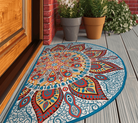 Anti Skid Non-Slip Door Mat Rangoli Pattern - Colorful Mehendi 2025 Edition