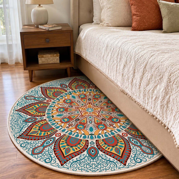 Anti Skid Non-Slip Door Mat Rangoli Pattern - Colorful Mehendi