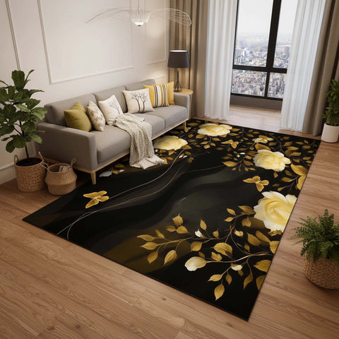 Anti Skid Rugs - Heavy Premium Rose & Butterfly Non-Slip Luxury Floral Carpet for Living Room