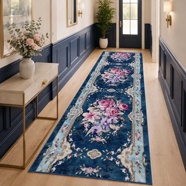 Anti Skid Runners - Elegant Floral Bouquet - Non-Slip Rugs for Hallway, Bedside, Corridor