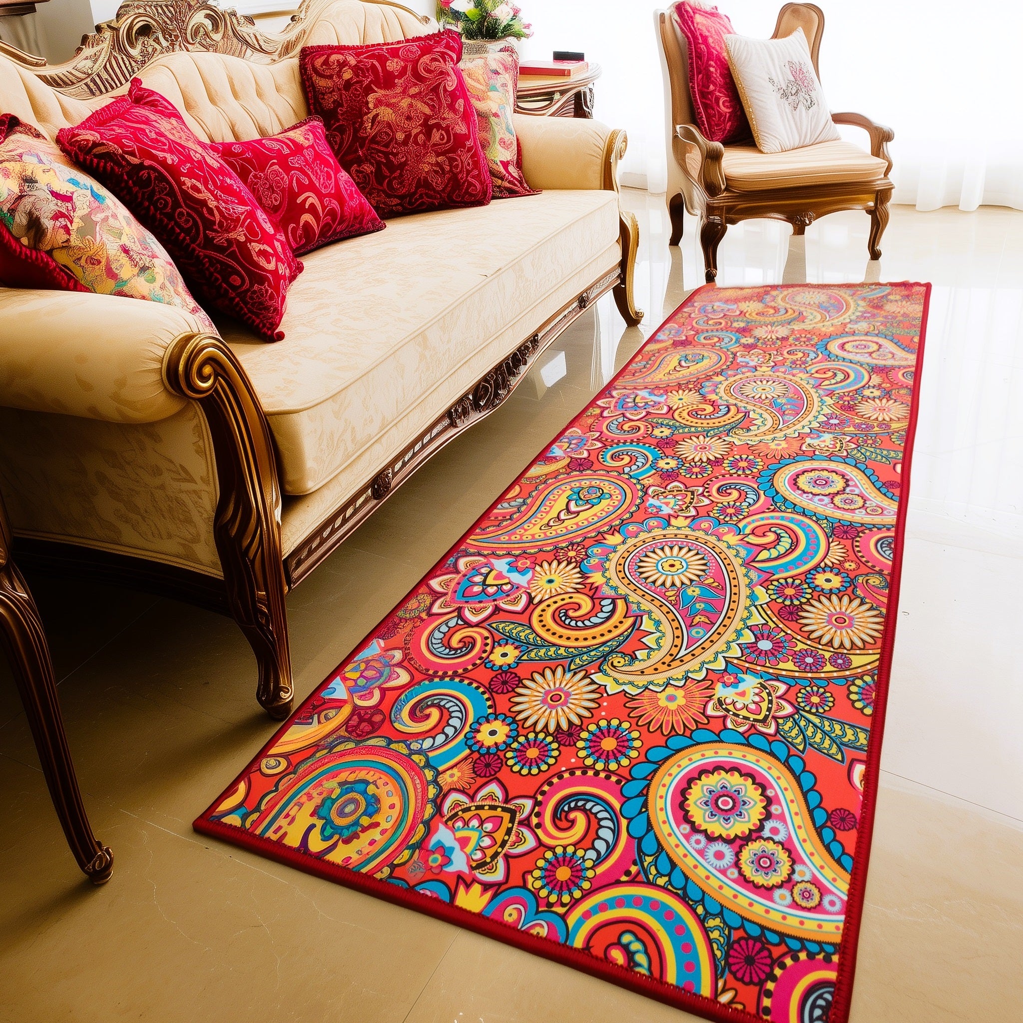 Anti Skid Runners - Vibrant Kalakari - Non-Slip Rugs for Hallway, Bedside, Corridor