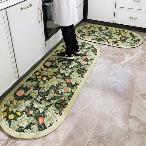 Anti Skid Non-Slip Door Mat - Tropical Garden Rug for Kitchen Floor(Combo Set of 2)