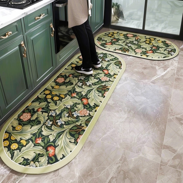 Anti Skid Non-Slip Door Mat - Tropical Garden Rug for Kitchen Floor(Combo Set of 2)