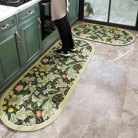 Anti Skid Non-Slip Door Mat - Tropical Garden Rug for Kitchen Floor(Combo Set of 2)