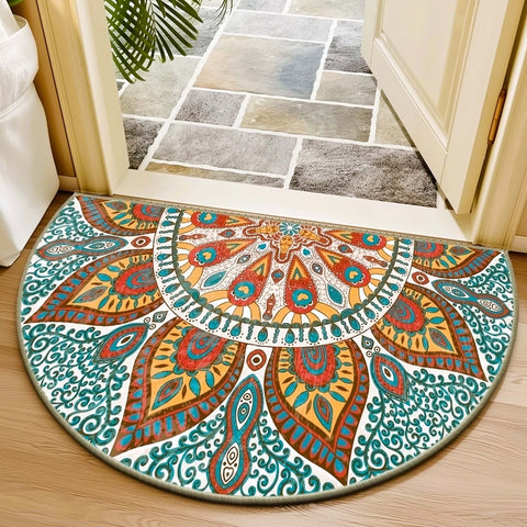 Anti Skid Non-Slip Door Mat Rangoli Pattern - Colorful Mehendi