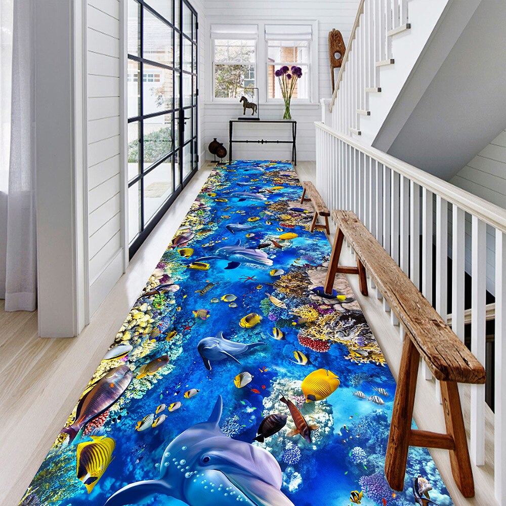 Anti Skid Runners - Stroll in Aquarium - Non-Slip Rugs for Hallway, Bedside, Corridor