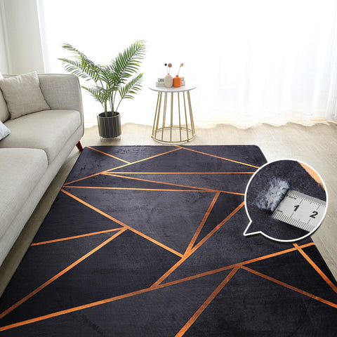 Anti Skid Rugs Heavy Geometric Gold & Black Triangle Non-Slip Carpet for Living Room Bedroom Dining Home Office